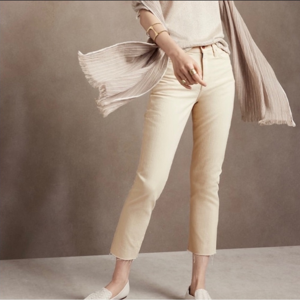 Banana Republic High Rise Straight Cream 25